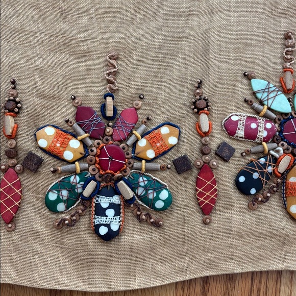 Oscar de la Renta Made in Italy Tan Embellished Aline Skirt Women's size 12 - Picture 3 of 7